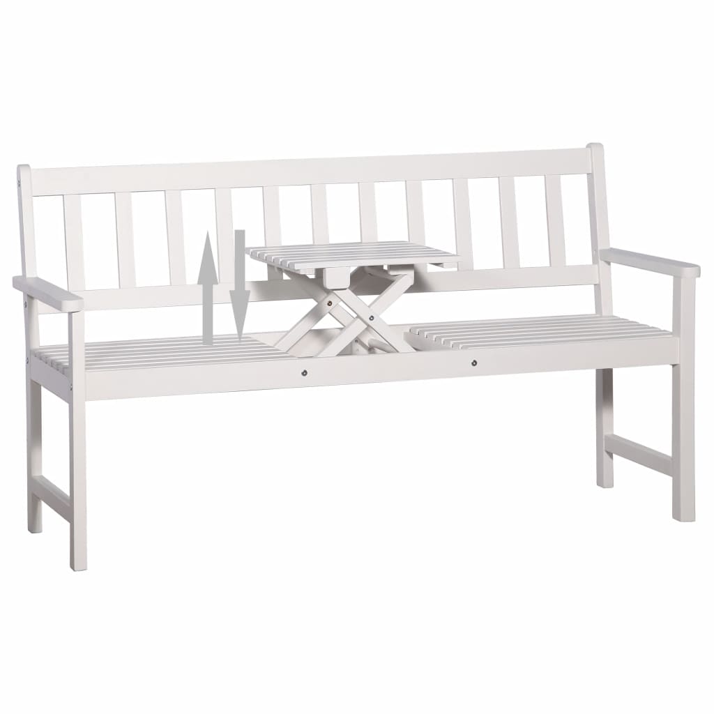 3-Seater Garden Bench with Table 158 cm Solid Acacia Wood White