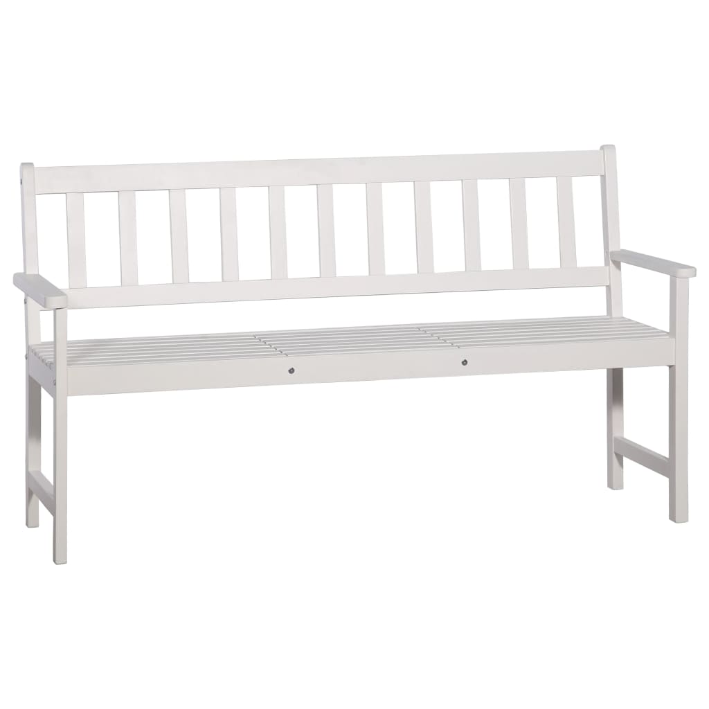3-Seater Garden Bench with Table 158 cm Solid Acacia Wood White