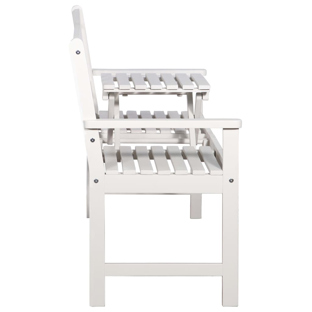 3-Seater Garden Bench with Table 158 cm Solid Acacia Wood White