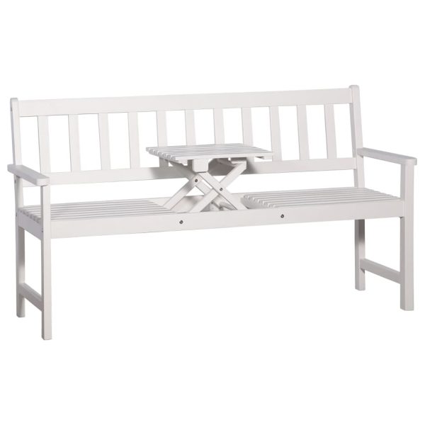 3-Seater Garden Bench with Table 158 cm Solid Acacia Wood White