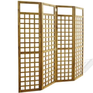 4-Panel Room Divider / Trellis Solid Acacia Wood 160x170 cm