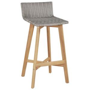 Bar Chairs 2 pcs Poly Rattan Solid Acacia Wood 40x45x90 cm