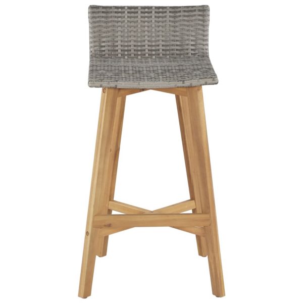 Bar Chairs 2 pcs Poly Rattan Solid Acacia Wood 40x45x90 cm