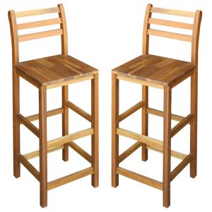 Bar Chairs 2 pcs Solid Acacia Wood 42x36x110 cm