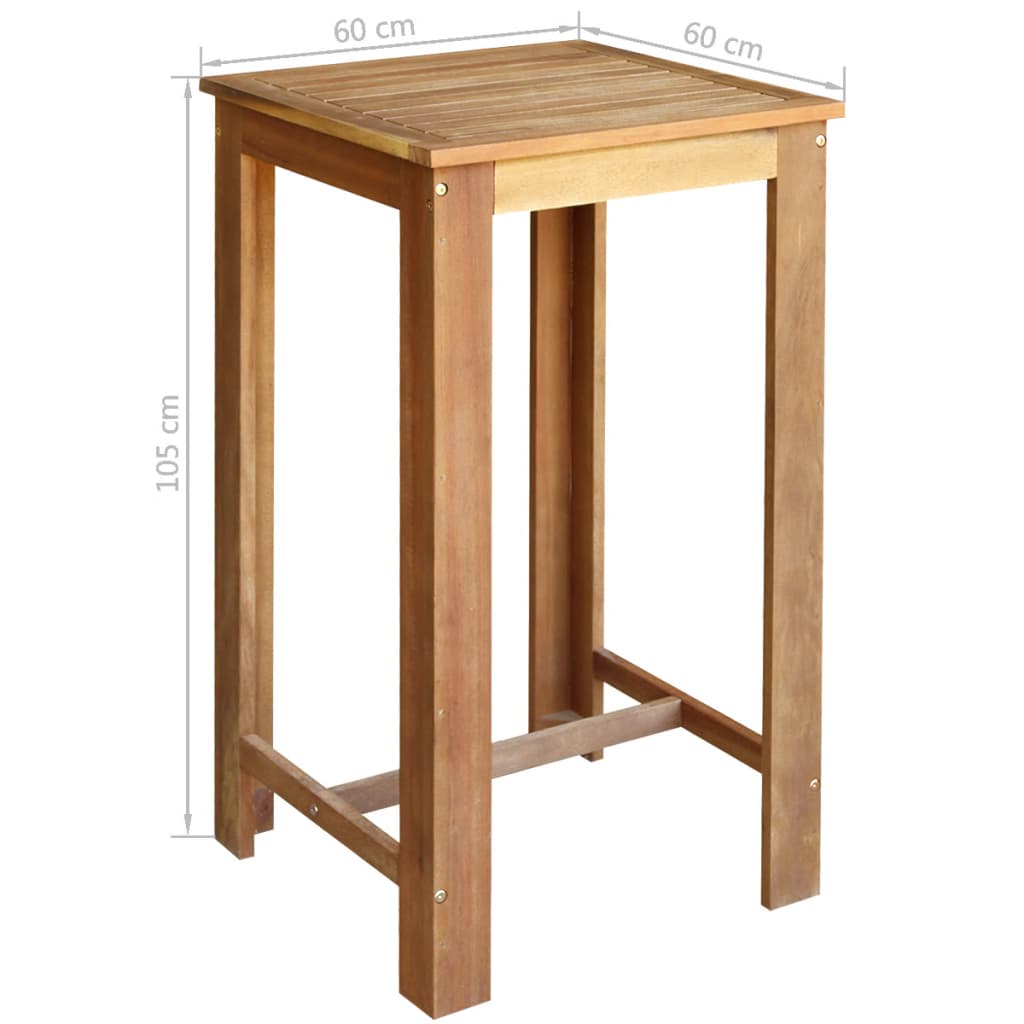 Bar Table and Stool Set 3 Pieces Solid Acacia Wood