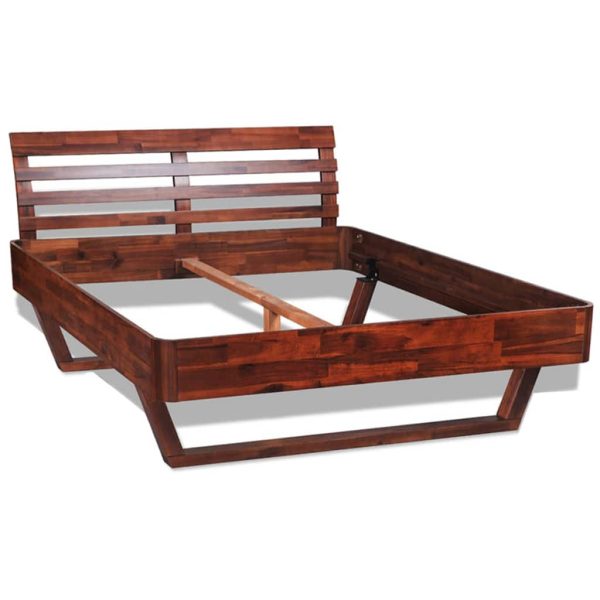 Bed Frame with 2 Nightstands Solid Acacia Wood 140x200 cm