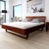 Bed Frame with 2 Nightstands Solid Acacia Wood 180x200 cm