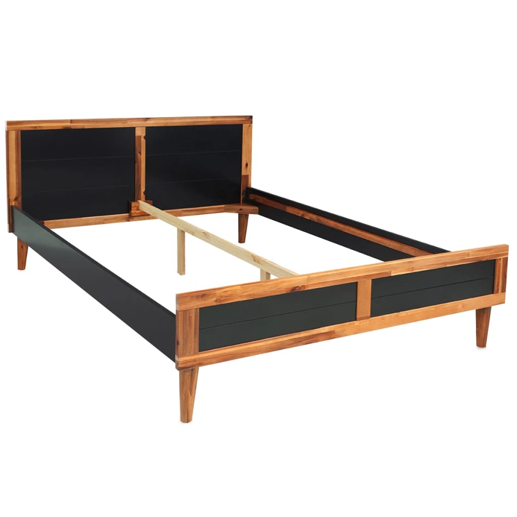 Bed Frame with Bedside Cabinets Solid Acacia Wood