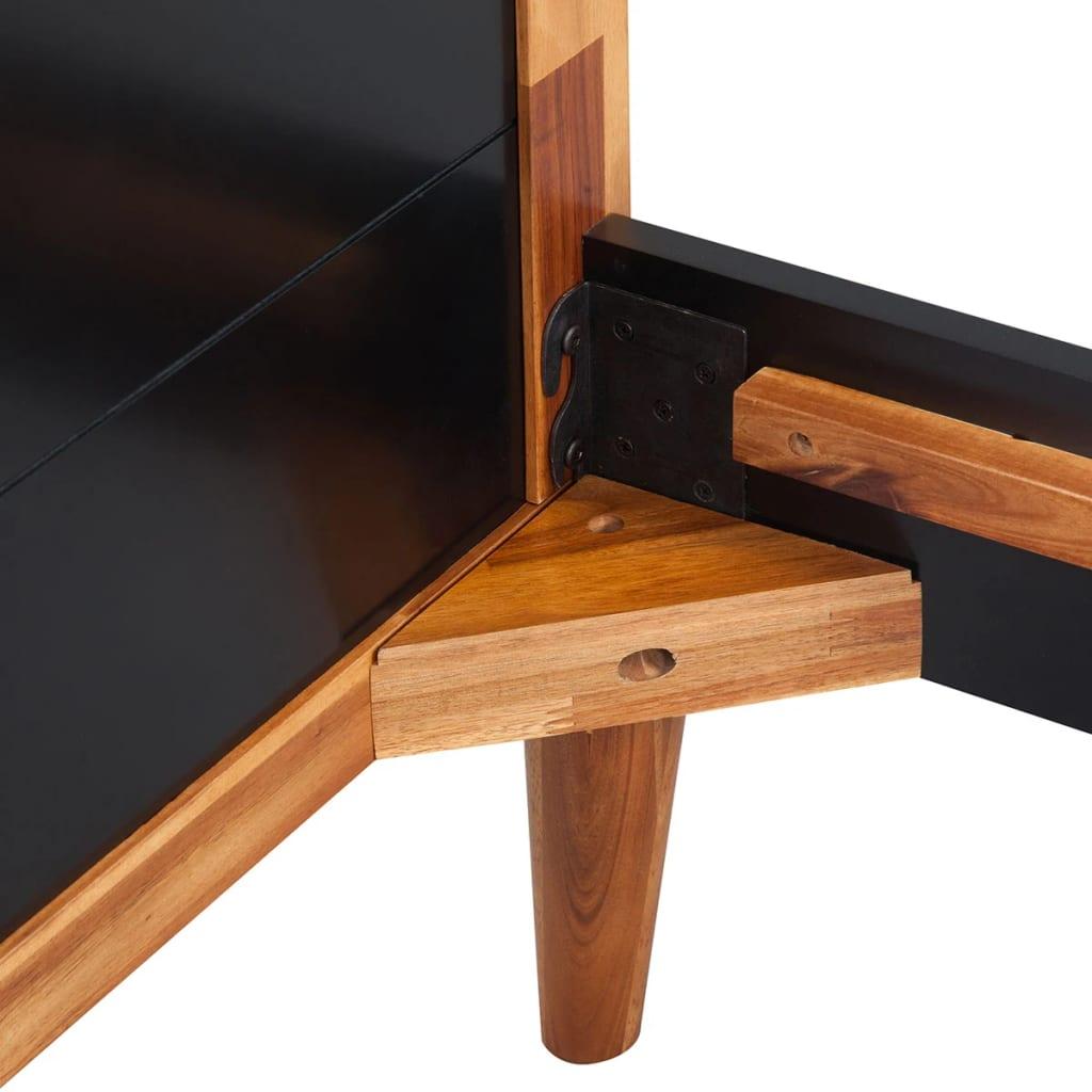 Bed Frame with Bedside Cabinets Solid Acacia Wood