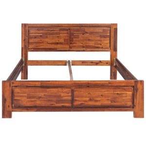 Bed with Nightstands Acacia Wood Brown 140x200 cm