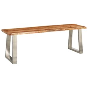 Bench 140 cm Solid Acacia Wood and Stainless Steel