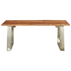 Coffee Table 100x60x40 cm Solid Acacia Wood and Stainless Steel