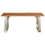 Coffee Table 100x60x40 cm Solid Acacia Wood and Stainless Steel 2