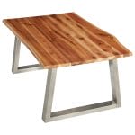 Coffee Table 100x60x40 cm Solid Acacia Wood and Stainless Steel 4