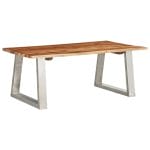 Coffee Table 100x60x40 cm Solid Acacia Wood and Stainless Steel 1