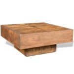 Coffee Table Brown Square Solid Mango Wood 4