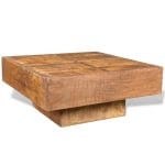 Coffee Table Brown Square Solid Mango Wood 6