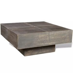 Coffee Table Dark Brown Square Real Mango Wood
