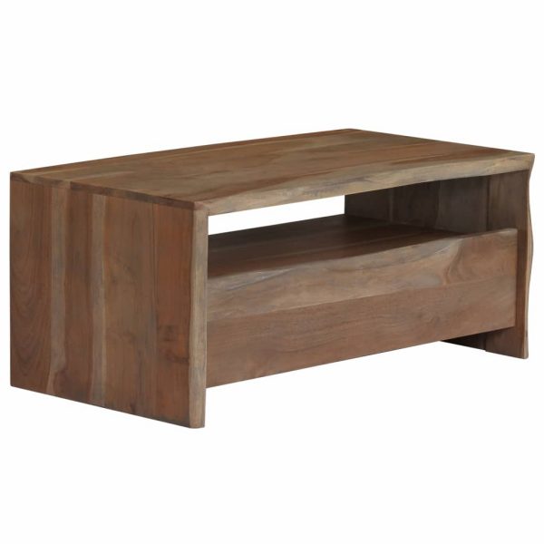 Coffee Table Solid Acacia Wood Live Edges 90x50x40 cm Grey