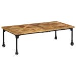 Coffee Table Solid Mango Wood and Cast Iron 140x70x45 cm 1