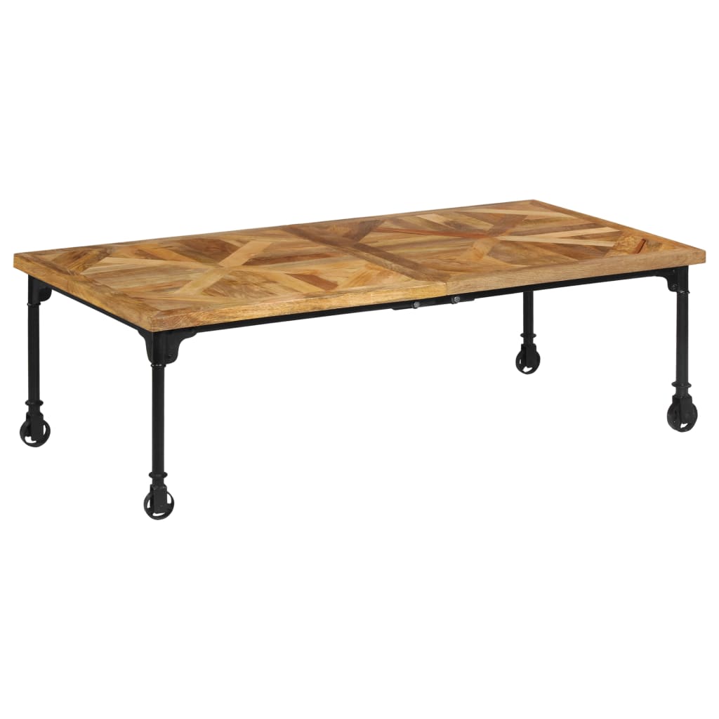 Coffee Table Solid Mango Wood and Cast Iron 140x70x45 cm