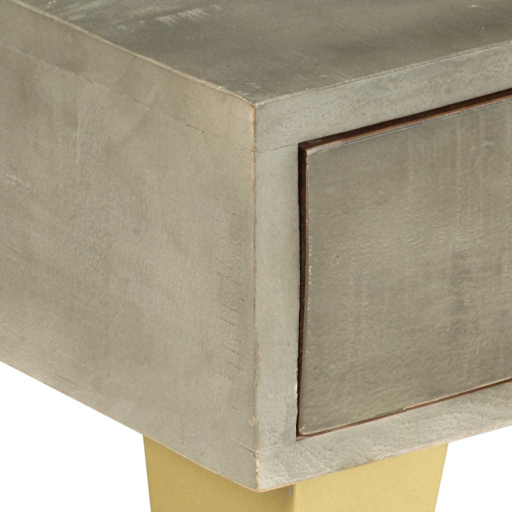 Coffee Table Solid Mango Wood Grey with Brass 110x60x35 cm