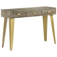 Console Table Solid Mango Wood Grey with Brass 110x35x76 cm