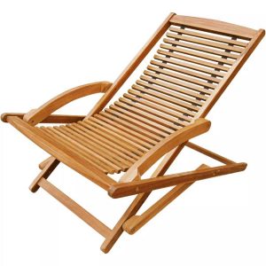 Deck Chair With Footrest Solid Acacia Wood