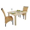 Set of 2 Rattan Woven Dining Chairs Abaca Brown