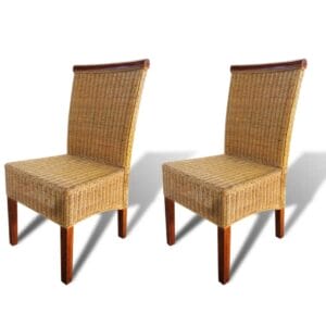 Dining Chairs 2 pcs Rattan Brown