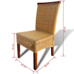 Dining Chairs 2 pcs Rattan Brown