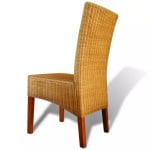 Dining Chairs 2 pcs Rattan Brown 3