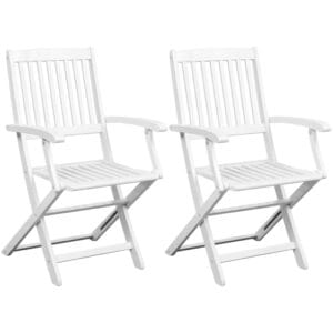 Dining Chairs 2 pcs Solid Acacia Wood White