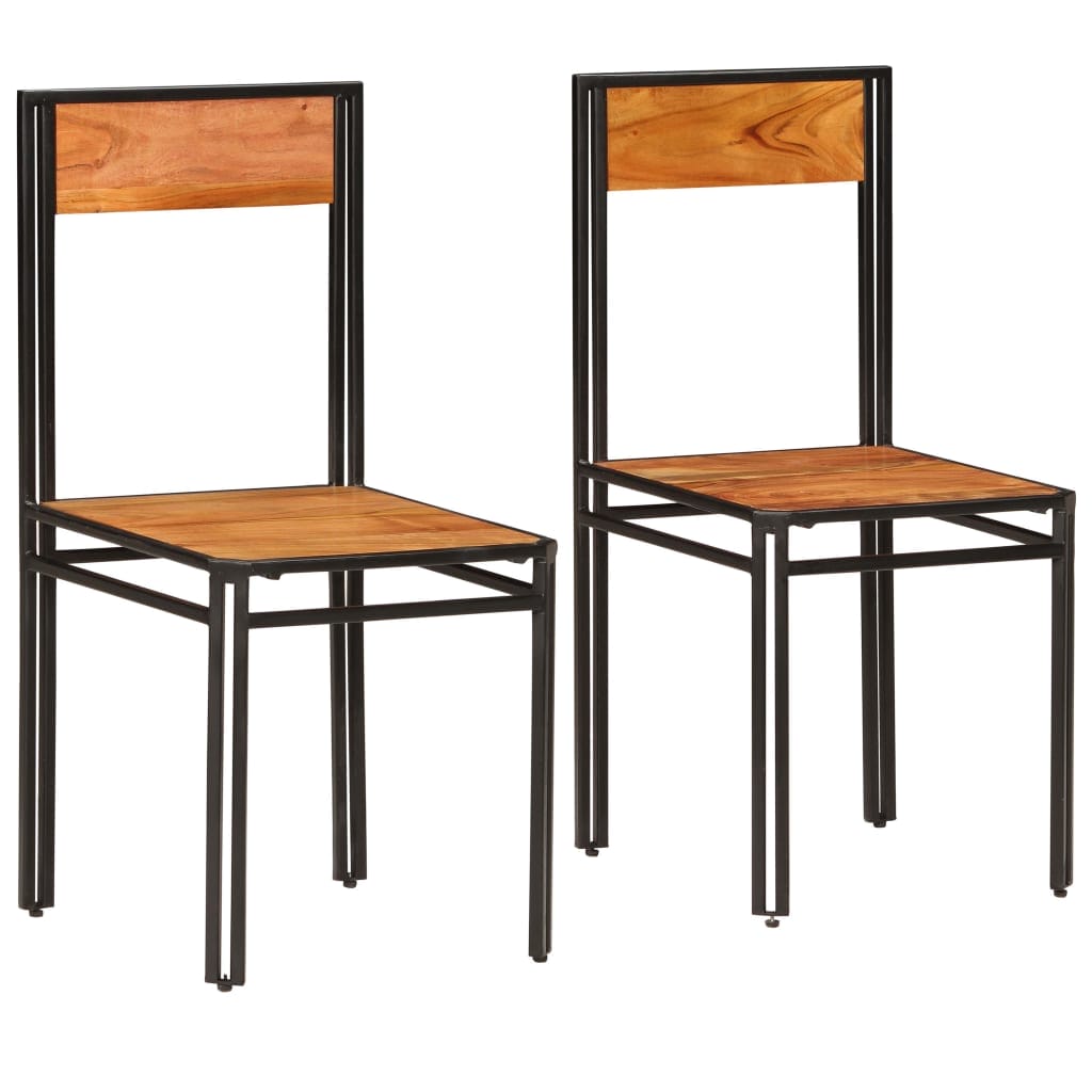 Dining Chairs 2pcs Solid Acacia Wood Sheesham Finish 43x43x90cm