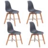 Dining Chairs 4 pcs Acacia Wood Black