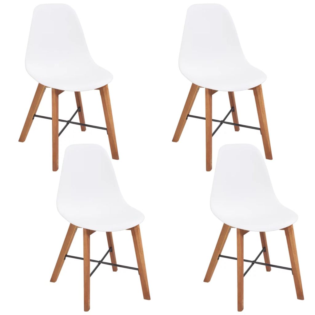 Dining Chairs 4 pcs Acacia Wood White