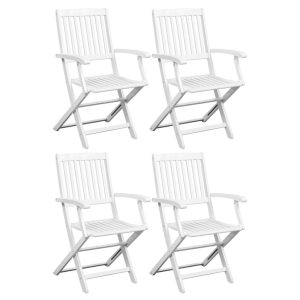 Dining Chairs 4 pcs Solid Acacia Wood White