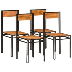 Dining Chairs 4 pcs Solid Acacia Wood with Sheesham Finish