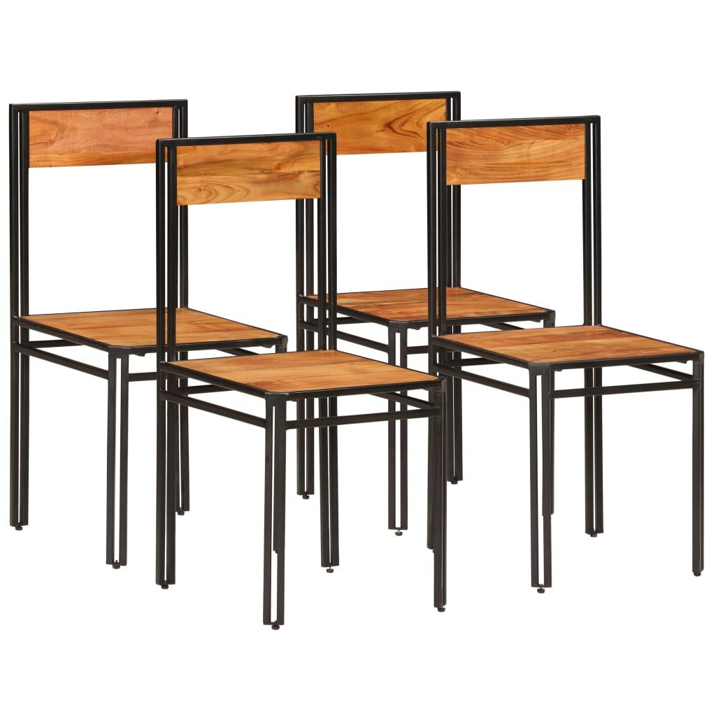 Dining Chairs 4 pcs Solid Acacia Wood with Sheesham Finish