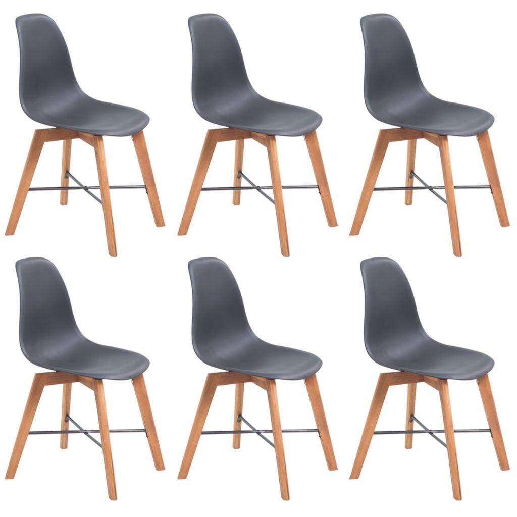 Dining Chairs 6 pcs Acacia Wood Black