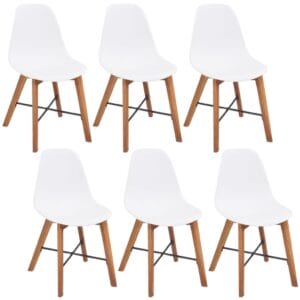 Dining Chairs 6 pcs Acacia Wood White