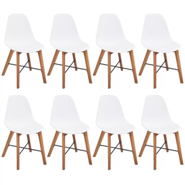 180cm Acacia Wood Dining Table Set with 8 White Chairs