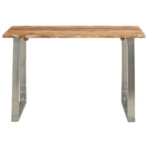 Dining Table 120x65x75 cm Solid Acacia Wood and Stainless Steel