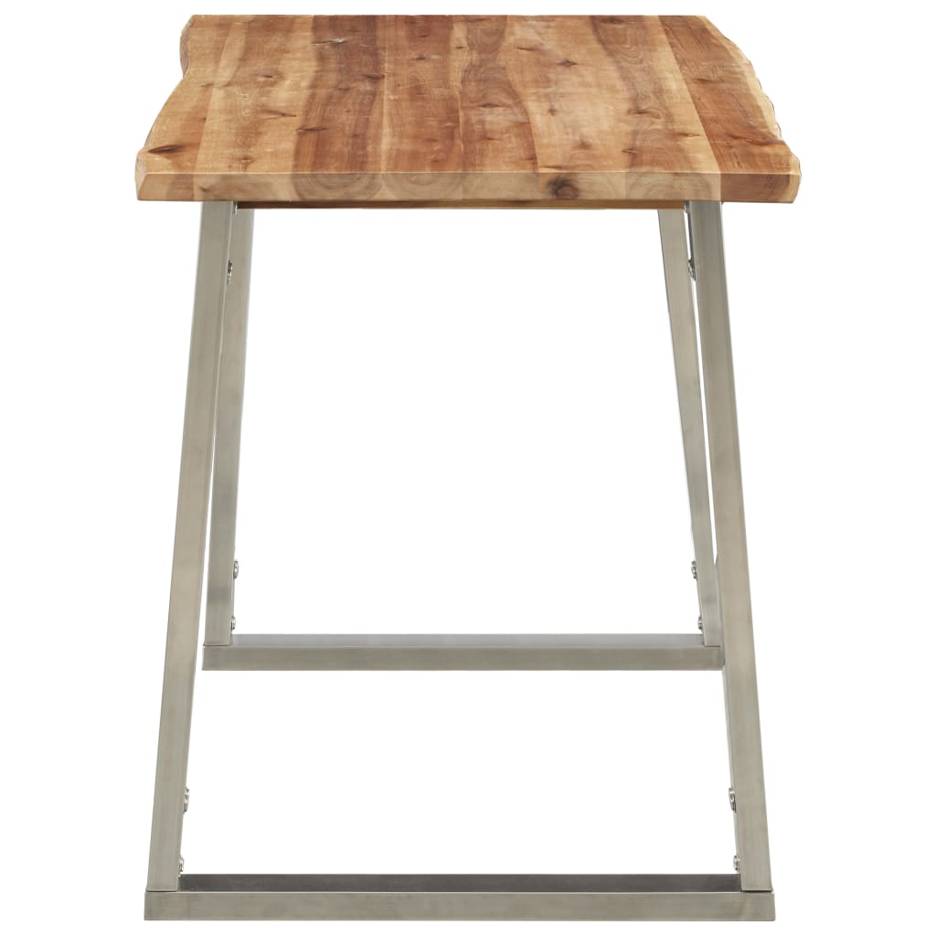Dining Table 120x65x75 cm Solid Acacia Wood and Stainless Steel