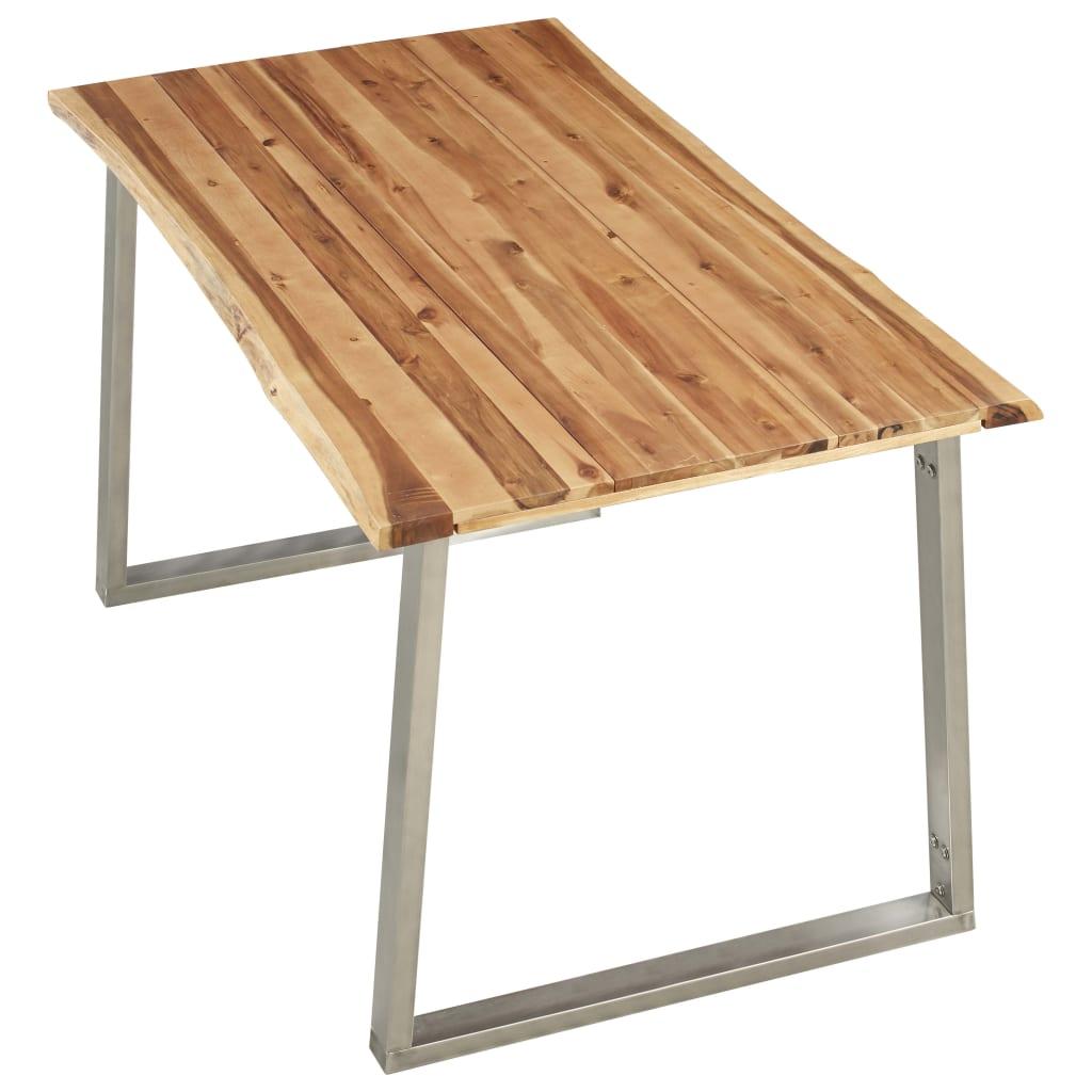 Dining Table 120x65x75 cm Solid Acacia Wood and Stainless Steel