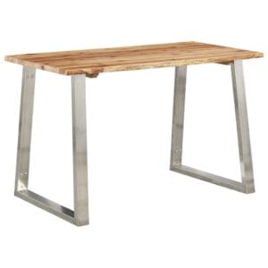 Dining Table 120x65x75 cm Solid Acacia Wood and Stainless Steel