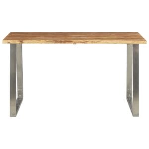 Dining Table 140x80x75 cm Solid Acacia Wood and Stainless Steel