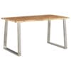 Dining Table 140x80x75 cm Solid Acacia Wood and Stainless Steel