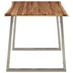 Dining Table 140x80x75 cm Solid Acacia Wood and Stainless Steel 3