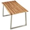 Dining Table 140x80x75 cm Solid Acacia Wood and Stainless Steel